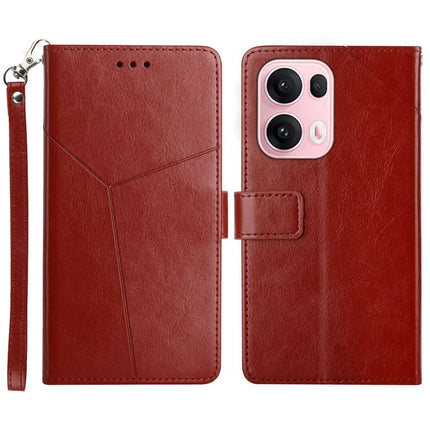 For Oppo Reno13 Pro 5G Case Y Shaped Lines Imprint Leather Phone Cover - Pink