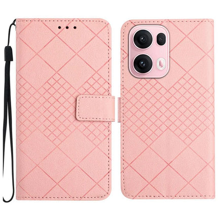 For Oppo Reno13 Pro 5G Wallet Phone Case Imprint PU Leather Flip Folio Cover - Pink