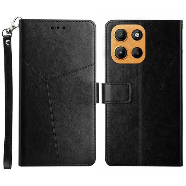 For Motorola Moto G Stylus 5G (2025) Case Y Shaped Lines Imprint Leather Phone Cover - Red