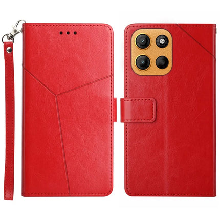 For Motorola Moto G Stylus 5G (2025) Case Y Shaped Lines Imprint Leather Phone Cover - Brown