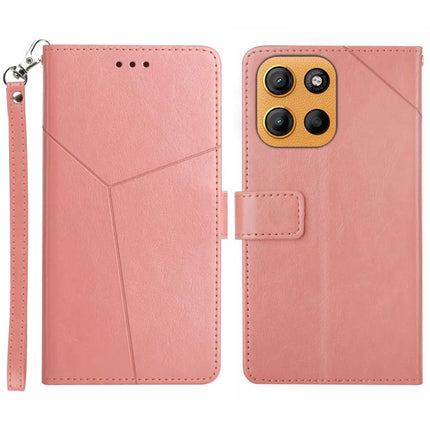 For Motorola Moto G Stylus 5G (2025) Case Y Shaped Lines Imprint Leather Phone Cover - Blue