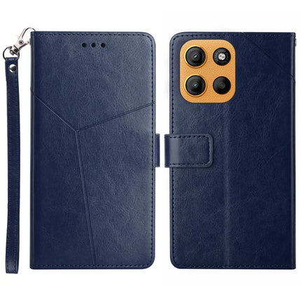For Motorola Moto G Stylus 5G (2025) Case Y Shaped Lines Imprint Leather Phone Cover - Black