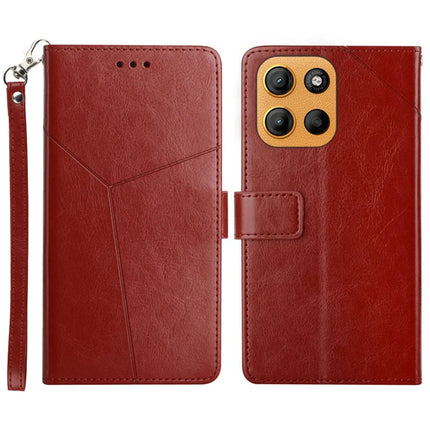 For Motorola Moto G Stylus 5G (2025) Case Y Shaped Lines Imprint Leather Phone Cover - Pink