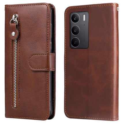 For Realme C75 / 14x 5G Case Zipper Wallet Calf Texture PU Leather Phone Cover - Baby Blue