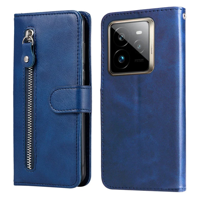For Realme GT 7 Pro 5G Case Zipper Wallet Calf Texture PU Leather Phone Cover - Blue