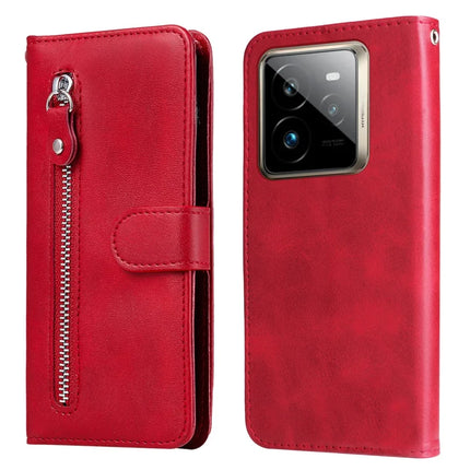 For Realme GT 7 Pro 5G Case Zipper Wallet Calf Texture PU Leather Phone Cover - Red