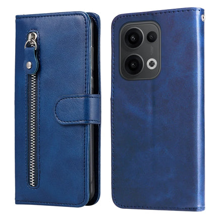 For Oppo Reno13 5G (Global) Case Zipper Wallet Calf Texture PU Leather Phone Cover - Blue
