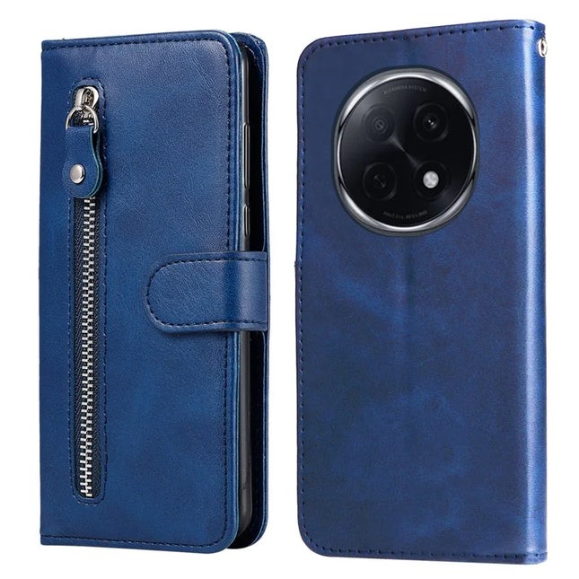 For Oppo A5 Pro 5G Case Zipper Wallet Calf Texture PU Leather Phone Cover - Blue