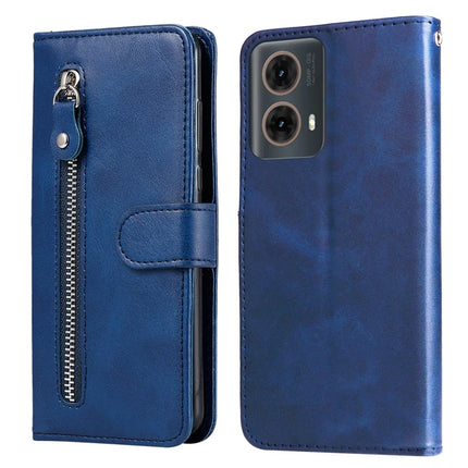 For Motorola Moto G85 5G / S50 Neo 5G Case Zipper Wallet Calf Texture PU Leather Phone Cover - Blue
