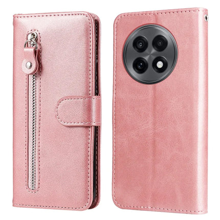 For OnePlus 13R 5G / Ace 5 5G / Ace 5 Pro 5G Case Zipper Wallet Calf Texture PU Leather Phone Cover - Pink