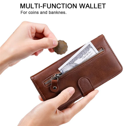 For OnePlus 13R 5G / Ace 5 5G / Ace 5 Pro 5G Case Zipper Wallet Calf Texture PU Leather Phone Cover