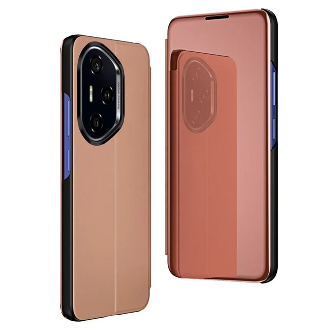 For Honor 300 Pro Case View Window Stand Leather Flip Phone Cover - Rose Gold