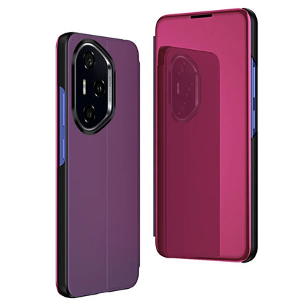 For Honor 300 Pro Case View Window Stand Leather Flip Phone Cover - Purple