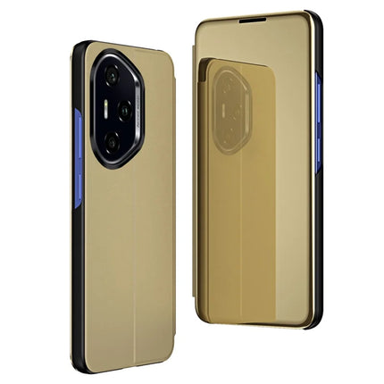 For Honor 300 Pro Case View Window Stand Leather Flip Phone Cover - Gold