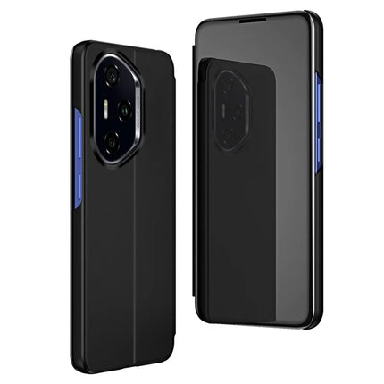 For Honor 300 Pro Case View Window Stand Leather Flip Phone Cover - Black