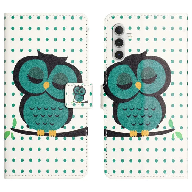 For Samsung Galaxy A36 5G Case Pattern Print PU Leather Wallet Phone Cover - Dots Owl