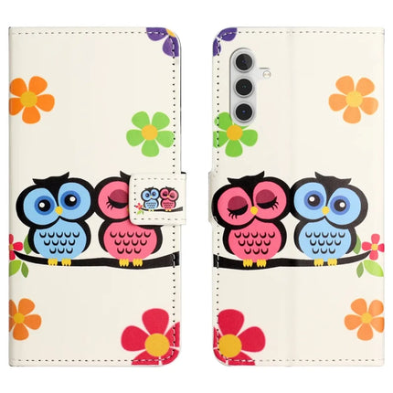 For Samsung Galaxy A36 5G Case Pattern Print PU Leather Wallet Phone Cover - Couple Owls