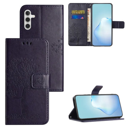 For Samsung Galaxy A36 5G Case PU Leather Owl Tree Imprinted Wallet Phone Cover