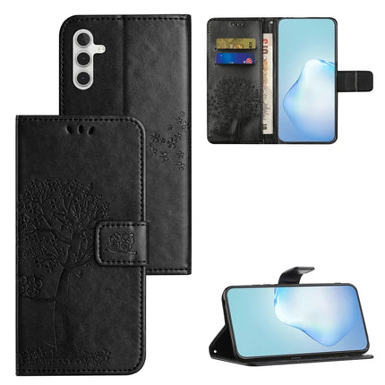 For Samsung Galaxy A36 5G Case PU Leather Owl Tree Imprinted Wallet Phone Cover