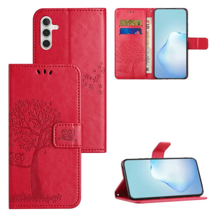 For Samsung Galaxy A36 5G Case PU Leather Owl Tree Imprinted Wallet Phone Cover