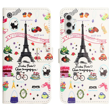 For Samsung Galaxy A56 5G Case Pattern Print PU Leather Wallet Phone Cover - Eiffel Tower