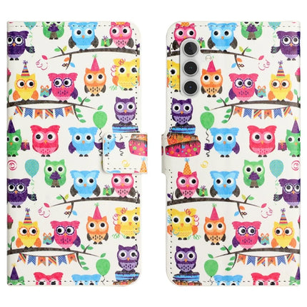 For Samsung Galaxy A56 5G Case Pattern Print PU Leather Wallet Phone Cover - Owls Sticker
