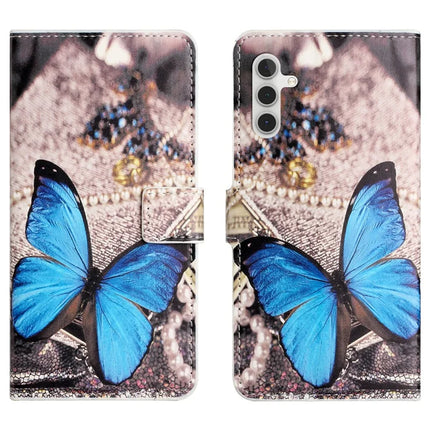For Samsung Galaxy A56 5G Case Pattern Print PU Leather Wallet Phone Cover - Blue Butterfly