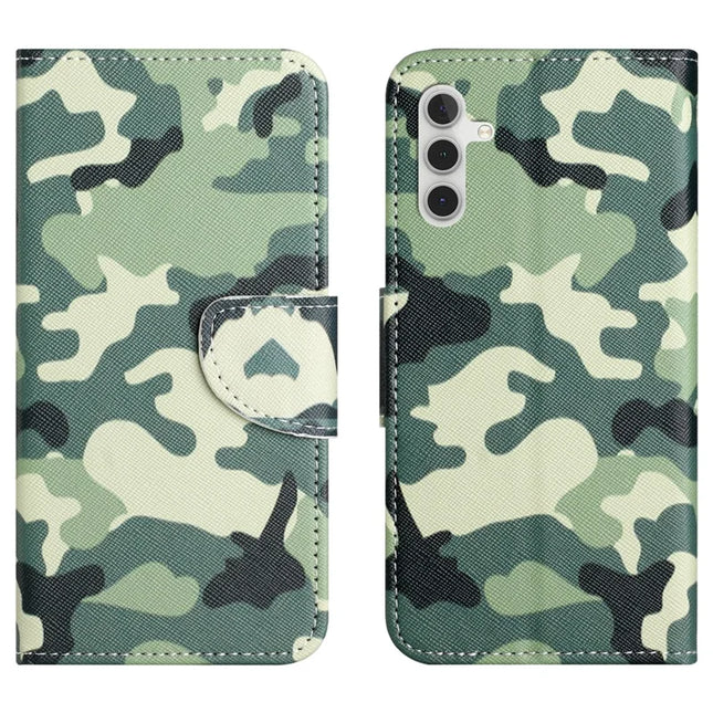 For Samsung Galaxy A56 5G Case Pattern Printing Cross Texture Leather Phone Cover - Camouflage