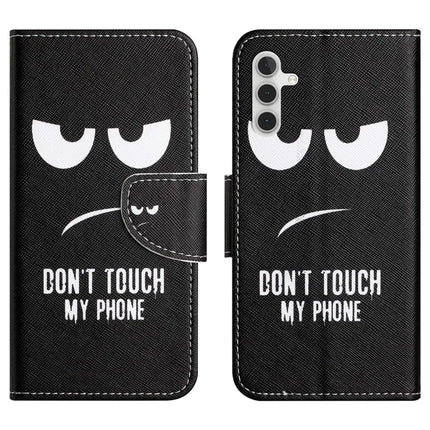 For Samsung Galaxy A56 5G Case Pattern Printing Cross Texture Leather Phone Cover - Don't Touch My Phone