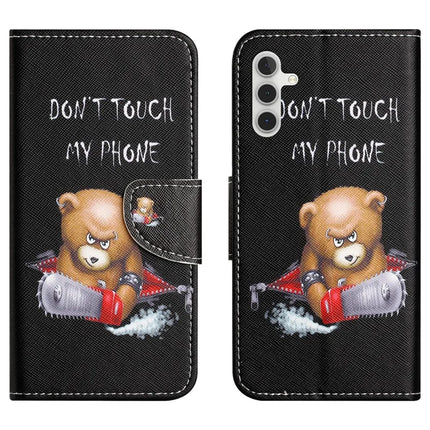 For Samsung Galaxy A56 5G Case Pattern Printing Cross Texture Leather Phone Cover - Bear