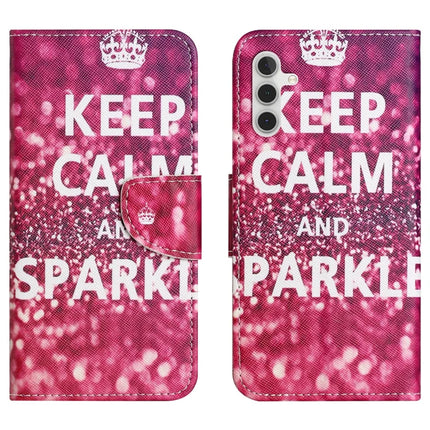 For Samsung Galaxy A56 5G Case Pattern Printing Cross Texture Leather Phone Cover - Keep Calm and Sparkle
