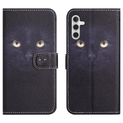 For Samsung Galaxy A56 5G Case Pattern Print PU Leather Wallet Phone Cover Cross Texture - Cat's Eye