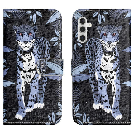 For Samsung Galaxy A56 5G Case Pattern Print PU Leather Wallet Phone Cover Cross Texture - Leopard
