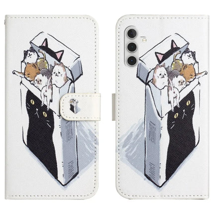 For Samsung Galaxy A56 5G Case Pattern Print PU Leather Wallet Phone Cover Cross Texture - Cats