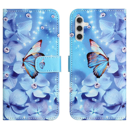 For Samsung Galaxy A56 5G Case Pattern Print PU Leather Wallet Phone Cover Cross Texture - Flower and Butterfly