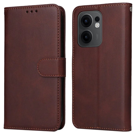 For Oppo Reno13 F 5G Case Wallet PU Leather Folio Flip Phone Cover - Brown