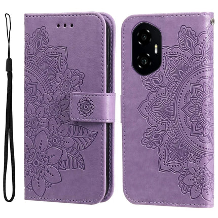 For Honor 300 Case PU Leather Wallet Floral Phone Cover Stand View - Purple