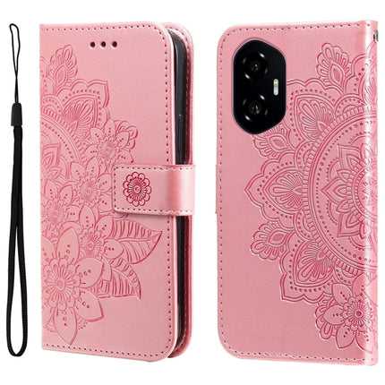 For Honor 300 Case PU Leather Wallet Floral Phone Cover Stand View - Pink