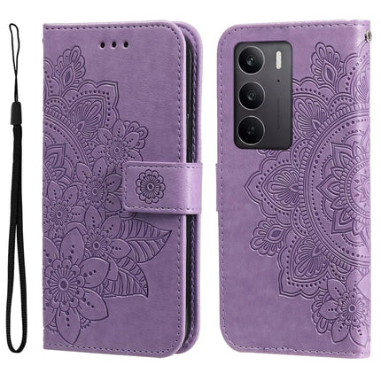 For Realme C75  /  14x 5G Case PU Leather Wallet Floral Phone Cover Stand View - Purple