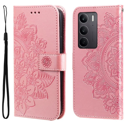 For Realme C75  /  14x 5G Case PU Leather Wallet Floral Phone Cover Stand View - Pink