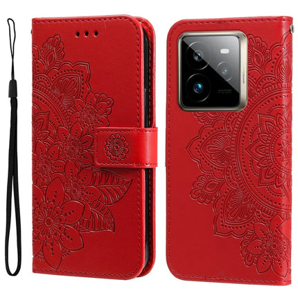 For Realme GT 7 Pro 5G Case PU Leather Wallet Floral Phone Cover Stand View - Red