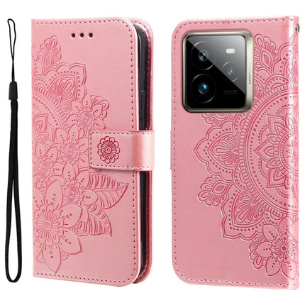 For Realme GT 7 Pro 5G Case PU Leather Wallet Floral Phone Cover Stand View - Pink