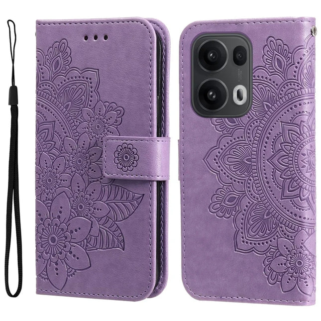 For Oppo Reno13 Pro 5G Case PU Leather Wallet Floral Phone Cover Stand View - Purple