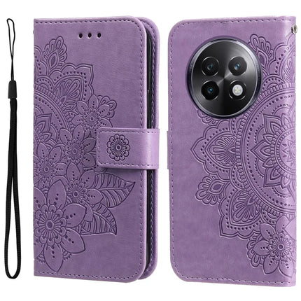 For Realme 13+ 5G / 13 Pro 5G (China) Case PU Leather Wallet Floral Phone Cover - Purple