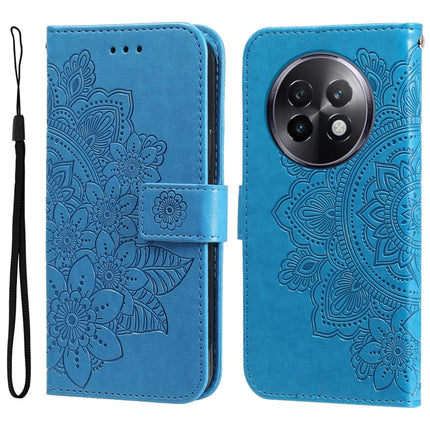 For Realme 13+ 5G / 13 Pro 5G (China) Case PU Leather Wallet Floral Phone Cover - Blue
