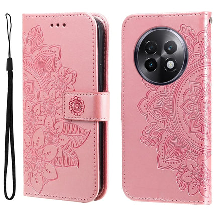 For Realme 13+ 5G / 13 Pro 5G (China) Case PU Leather Wallet Floral Phone Cover - Pink