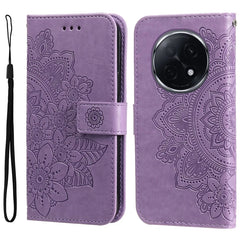 For Oppo A5 Pro 5G Case PU Leather Wallet Floral Phone Cover Stand View - Purple