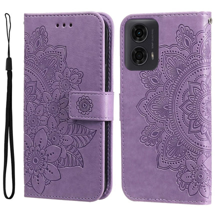 Case for Motorola Moto G04 4G / G24 4G / G04s 4G / E14 4G PU Leather Wallet Floral Phone Cover - Purple