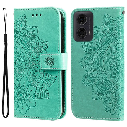 Case for Motorola Moto G04 4G / G24 4G / G04s 4G / E14 4G PU Leather Wallet Floral Phone Cover - Green
