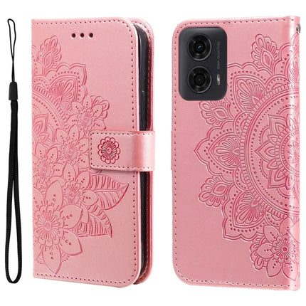 Case for Motorola Moto G04 4G / G24 4G / G04s 4G / E14 4G PU Leather Wallet Floral Phone Cover - Pink